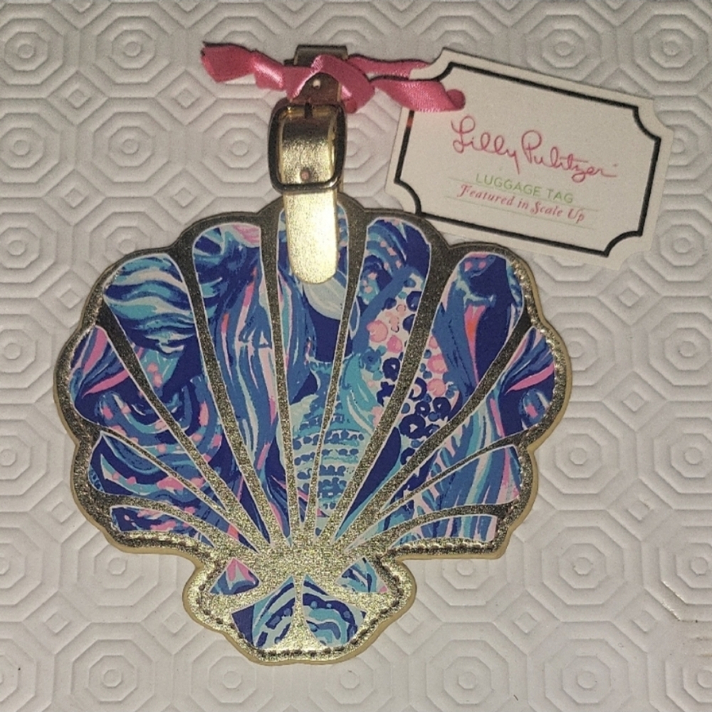 Lilly Pulitzer Gold Shell Luggage Tag